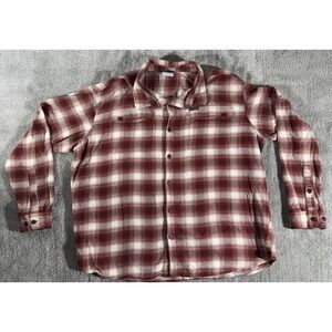 Columbia Men's‎ Long Sleeve Button Front Flannel Shirt Red Plaid 2XL EUC